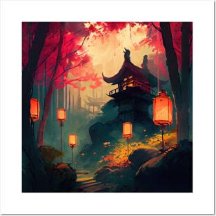 Path to the forest lantern Posters and Art